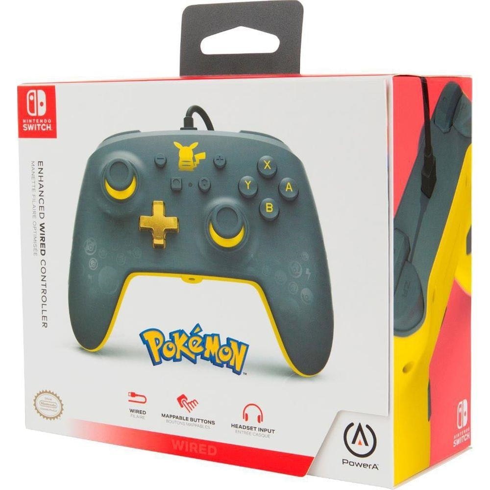 CONTROLE C/ FIO POWER-A P/ NINTENDO SWITCH ENHANCED PIKACHU GRAY